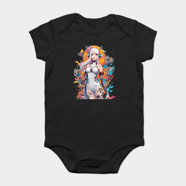 Ethereal Shadows Enigmatic Emo Goth Anime Girl Baby Bodysuit by animegirlnft